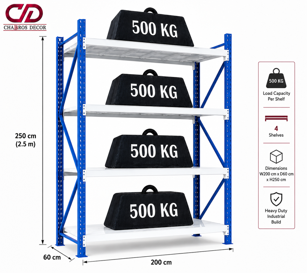 500KG BLUE AND WHITE (250X60X200) 4 LAYERS