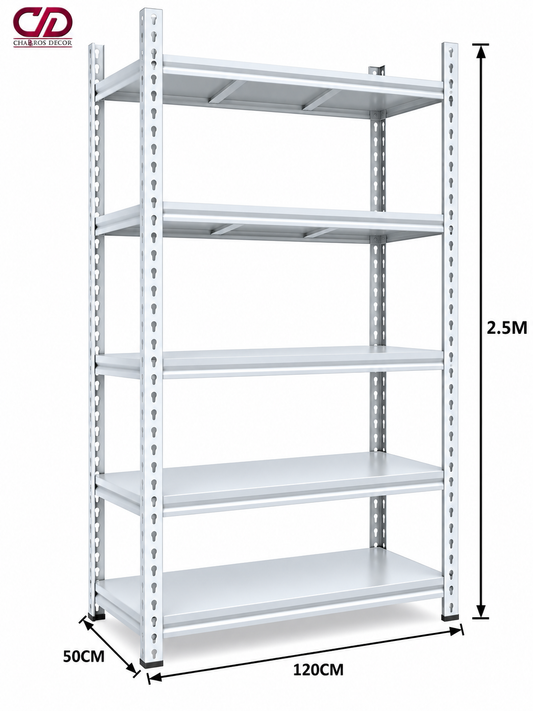 100KG STORAGE RACK WHITE (120X50x250CM) 5 LAYERS