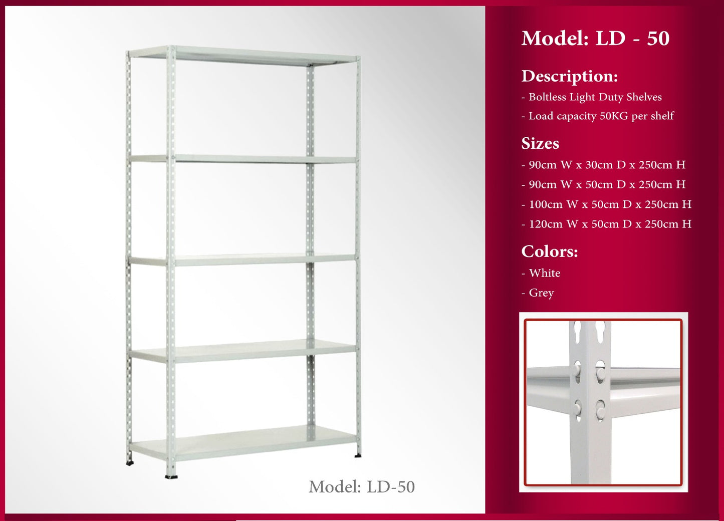 50 kg boltless shelves