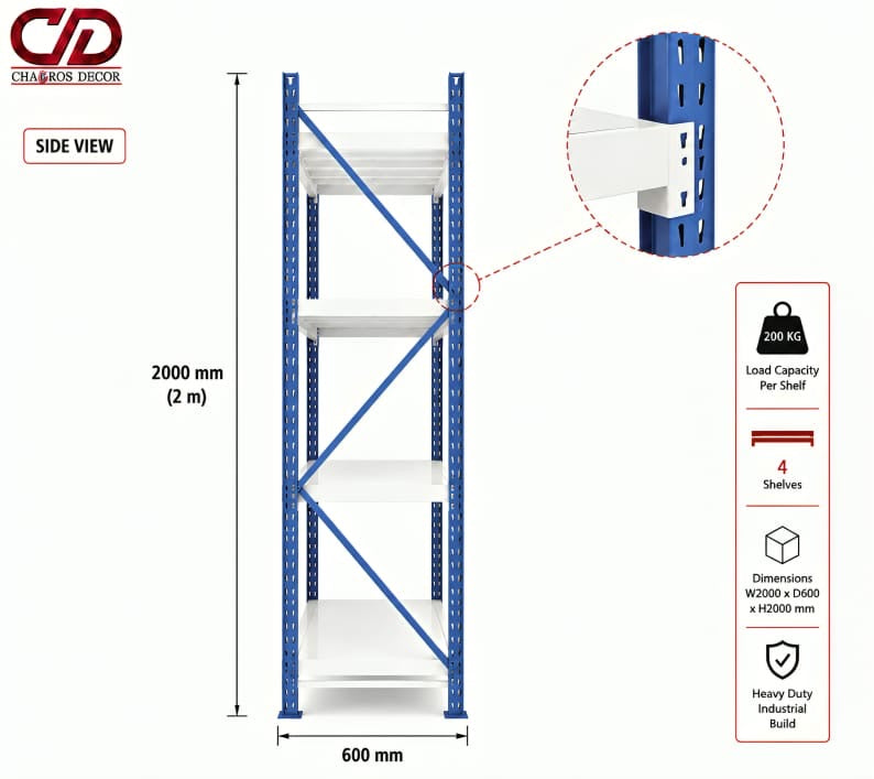 200KG STORAGE RACK BLUE & WHITE (200X60X200) 4 LAYERS