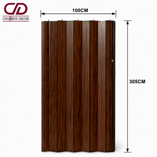 ACCORDION DOOR FD006   98*305CM WALNUT BROWN