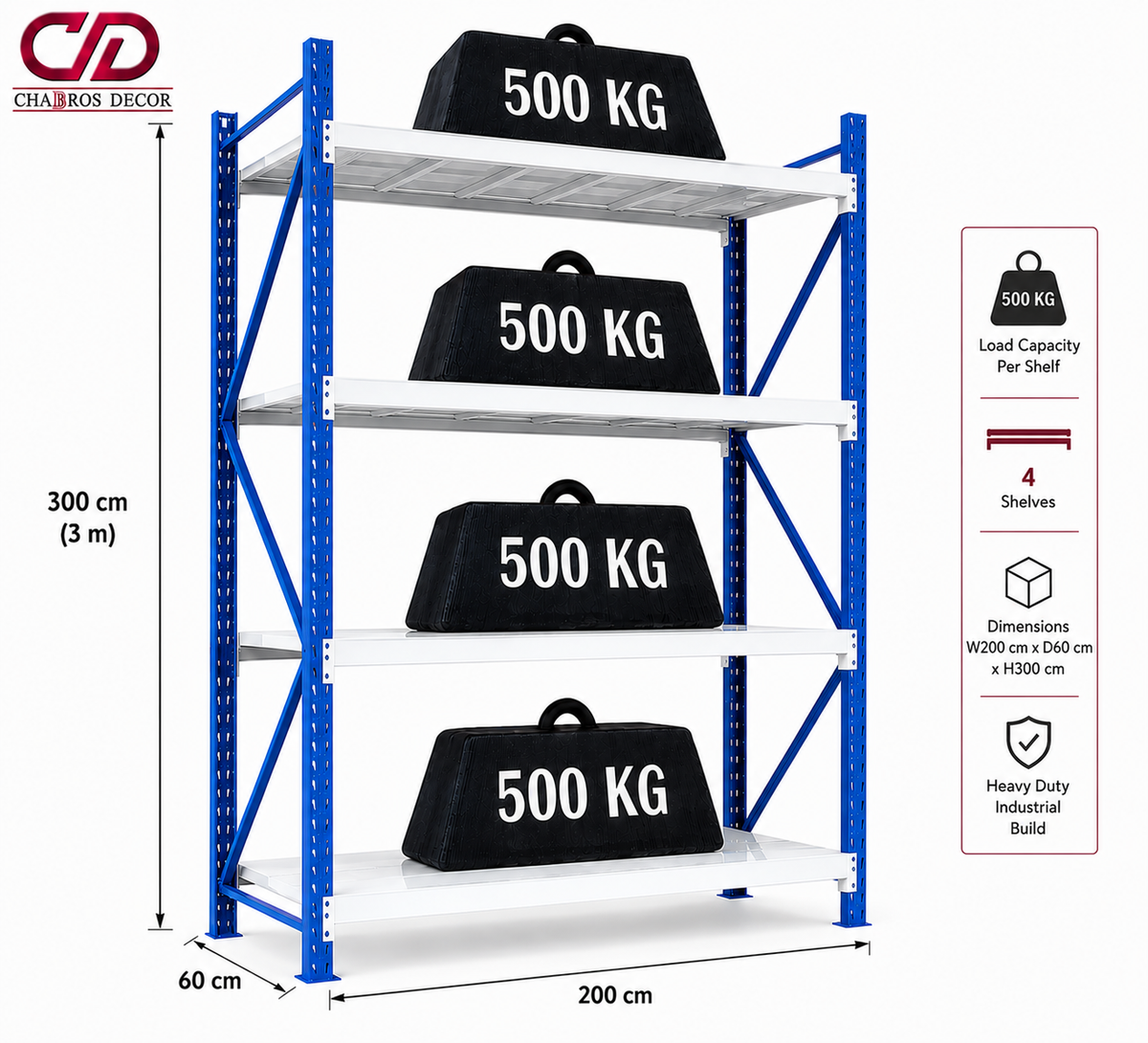 500KG BLUE AND WHITE (300X60X200)  4 LAYERS