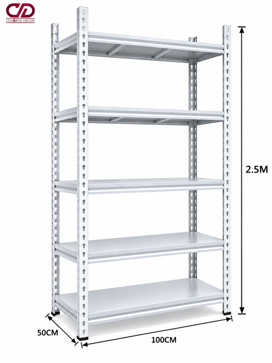 100KG STORAGE RACK WHITE (100X50x250CM) 5 LAYERS