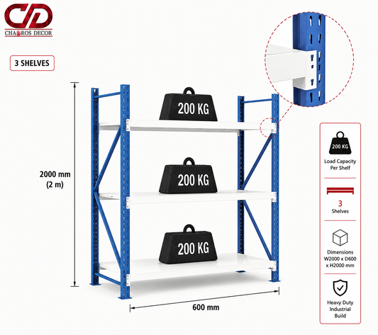 200KG STORAGE RACK BLUE & WHITE (200X60X200) 2 LAYERS
