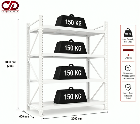 150KG STORAGE RACK FULLWHITE (200X60X200) 4 LAYERS
