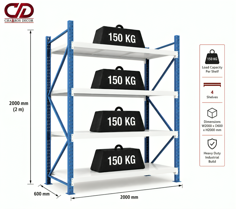 150KG STORAGE RACK BLUE & WHITE (200X60X200) 4 LAYERS