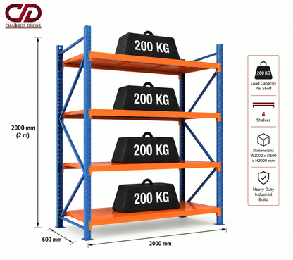 200KG STORAGE RACK BLUE & ORANGE (200X60X200) 4 LAYERS